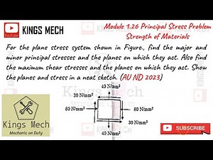 Principal stress problem Anna university November December 2023 question Strength of Materials