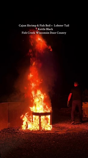 Cajun Shrimp 🍤 Fish Boil & Lobster 🦞 Tail at 📍Kettle Black in Fish Creek Door County Wisconsin #doorcountywi #wisconsin #wisconsincheck #midwest #fall