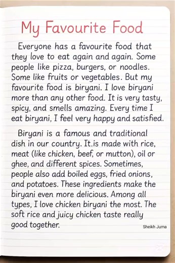 4.3K reactions · 1K shares | My Favourite Food. #fblifestyle #English #learning #basic #essayhelp #trendingpost #sheikhjuma | Sheikh Juma | Facebook