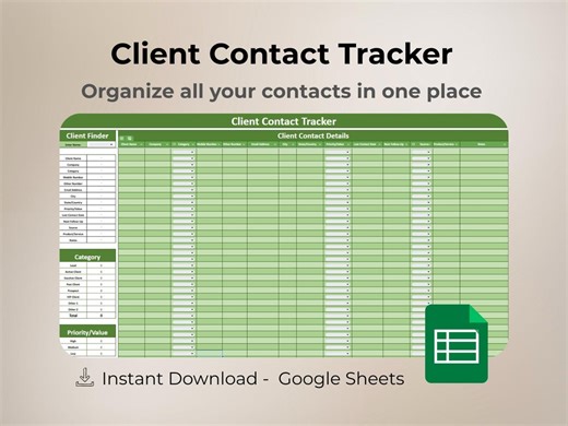 Client Contact Tracker Spreadsheet | Customer Database Template | Client Contact List | Google Sheets Client Manager - Etsy