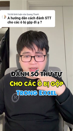 Hướng dẫn đánh số thứ tự cho các ô bị gộp trong excel #tinhocvanphong #tinhocmos #exceltips | Hảo Tin Học Văn Phòng