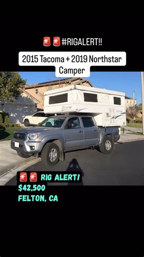 Equipped To Rip! on Instagram: "🚨🚨#RIGALERT!! Comment the word "Northstar" and I'll DM you the listing! • 2015 Toyota Tacoma + 2019 Northstar 600SS pop-up camper — ideally together for $42,500, but will consider selling the camper alone ($19,000). The Northstar 600SS fits mid-size trucks and is in excellent condition — 6'3" interior height, sleeps two adults (plus one small kid), heater, stove, outdoor shower, 14 gal. fresh & grey tanks, propane, marine battery, and tons of storage. The Tacoma