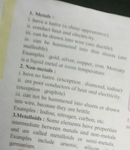 Metals:   have a lustre (a shiny appearance)   conduct heat a... | Filo