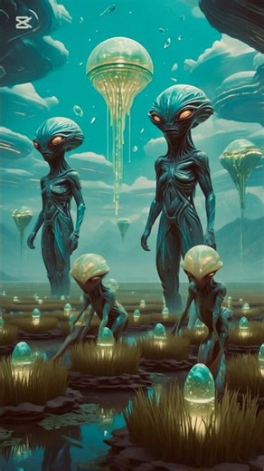 Aliens hold glowing seeds and fruits of eternal life 👽