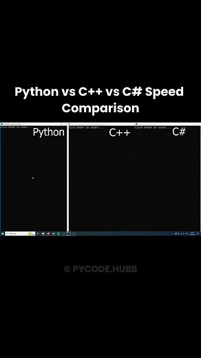 Akash • Python & Tech Enthusiast 🚀 on Instagram: "Speed Comparison 📒 | Complete Python guide + 99 Projects 🔗 | Link in the Bio .. .. Follow @pycode.hubb for more .. .. Turn on post notifications for more such posts like this .. .. #pythonhub #pythonquiz #pythonlearning #pythonprogramming #pythondeveloper #python3 #programming #pythonprojects #pythonbeginner #coding #pythonbegginers #pythonlearn #pycode"
