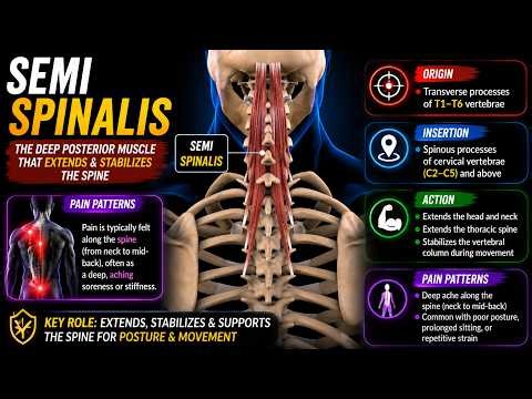 Semispinalis Muscles Anatomy - Origin, Insertion, Muscle Action and pain Patterns