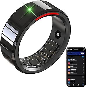 Smart Ring Health Tracker,Sleep Monitoring,Heart Rate Oxygen Tracker Smart Ring,5ATM Waterproof Design,Bluetooth Connection APP,Breathing Light Intelligent Reminder,Ultra Long Battery Life-Size-12