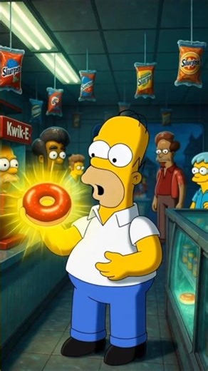 🔥😱 Homer Ate ONE Glowing Donut… And Time Froze in Springfield! ⏳🍩 #shorts
