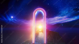 A magical lighthouse by the sea at night under a starry sky Stock Video