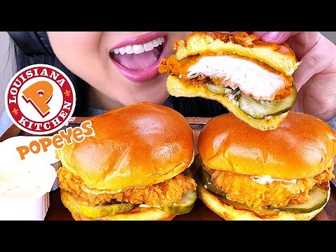 ASMR POPEYES CHICKEN SANDWICH (CLASSIC & SPICY) No Talking | ASMR Phan