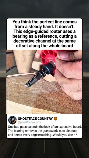 THIS GUIDED ROUTER BIT MAKES DECORATIVE EDGES PERFECTLY REPEATABLE