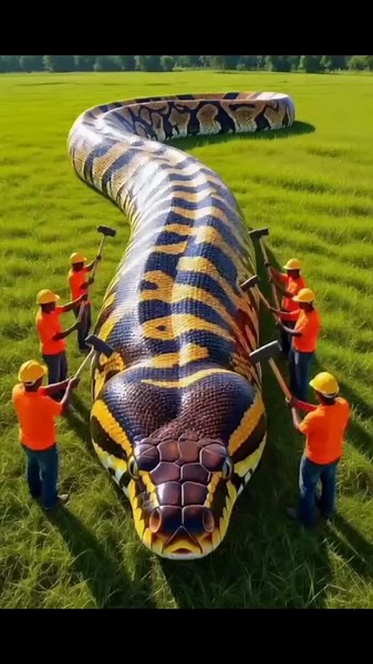 rescue giant python from giant log #animals #funny #shorts