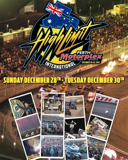 𝗧𝗛𝗜𝗦 𝗜𝗦 𝗜𝗧 - 𝗧𝗛𝗘 𝗕𝗜𝗚 𝗢𝗡𝗘! ✨ 𝗛𝗶𝗴𝗵 𝗟𝗶𝗺𝗶𝘁 𝗜𝗻𝘁𝗲𝗿𝗻𝗮𝘁𝗶𝗼𝗻𝗮𝗹: 𝗣𝗲𝗿𝘁𝗵 ✨ 🤑 $110,000 to win! 💰 USA Aces Kyle Larson, Rico Abreu, Brad Sweet, Corey Day, Buddy Kofoid, Cole Macedo, Carson Macedo, Aaron Reutzel, Brock Zearfoss, Justin Whittall and Xavier Doney take on Australia's best Sprintcar Drivers in the RICHEST race in Australian Speedway history! 🔒 LOCK IN For THREE HUGE NIGHTS! 📅 December 28, 29 & 30! 🎟 Tickets at motorplex.com.au | Perth Motorplex