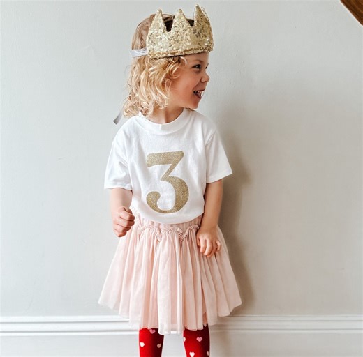 Glitter Number Birthday Tshirt: Kids Party Top, 1st-11th Birthday - Etsy UK