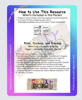 Classroom Model Schedule Cards (Large): Words with Photos