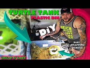 BABY SNAPPING TURTLE TANK SETUP (diy PLASTIC BIN TURTLE AQUARIUM)
