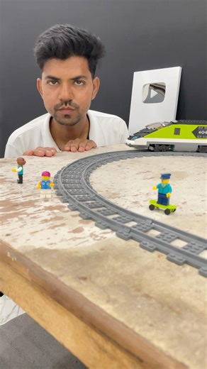 Lego High Speed Passenger Train One Loco Pilot Skating High Jump On Tracks