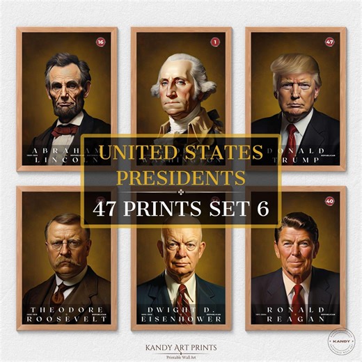 47 US Presidents Prints, US Presidents Poster, American History, Office Poster, Home Decor, Digital Download | S06 - Etsy