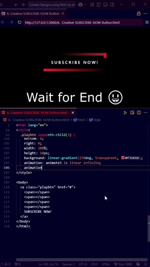 Creative SUBSCRIBE NOW Button | Like, Share #shorts #html #css #js
