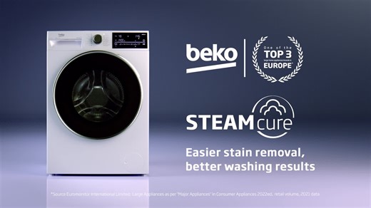 Beko SteamCure technology, softens dirt for easier stain removal and better washing results, every time. | Beko