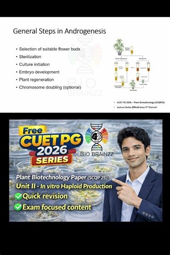 General Steps in Androgenesis | UNIT 2 – CUET PG 2026 | Plant Biotechnology