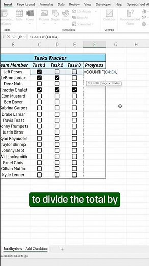 How to create a Checkbox Tracker in Excel! #excel #tracker #spreadsheet