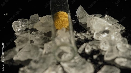 Crystal meth drug in rocks with smoking crack pipe on the table of addict. Addiction and drugs trafficking. Illicit drugs very potent and addictive, substances altered for street sale by drug dealer.