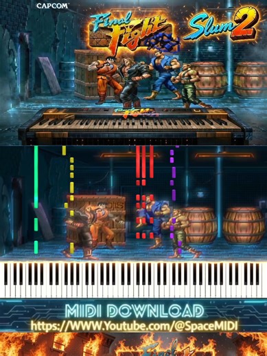 Final Fight ⛽️ Round 1 - Slum 2 [MIDI] #retrogaming #midi #arcade #games #piano
