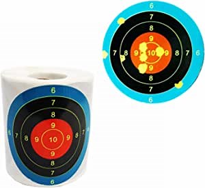 Splatter Target 3" Sticker 200 Target Roll Shots Burst Bright Fluorescent Yellow Upon Impact - Gun - Rifle - Airsoft - BB Gun - Air Rifle-Slingshot, Adhesive Target Paper (3“*200/Roll Blue)