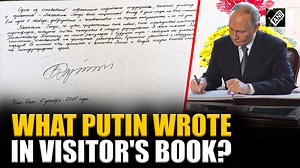 Russian President Putin signs visitors’ book at Rajghat after floral tribute to Mahatma Gandhi #russia #putin #india #modi #rajghat | Asian News International (ANI)