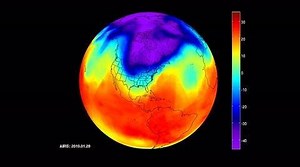 NASA's Atmospheric Infrared Sounder (AIRS) captured the polar vortex as it moved southward from central Canada into the U.S. Midwest. https://go.nasa.gov/2SimIqh | NASA Jet Propulsion Laboratory