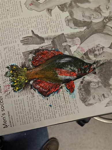 I wanted to share something cool I did today!! Board game art will be back soon 😁✍️ #gyotaku #printmaking #fish