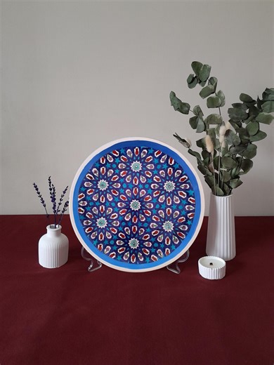 Handmade Turkish Tile Plate With Floral and Seljuk Patterns (11.8 In) - Etsy