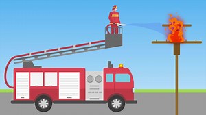 Animated Firefighters with firefighting equipment concept. Full length animation illustration. High quality 4k footage.