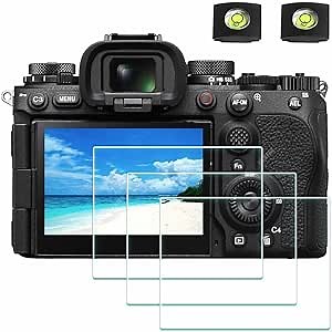 [3 Pcs] Screen Protector Appliable for Sony Alpha A1 II / A9 III A1II A9III A9M3 Camera & Hot Shoe Cover 0.3mm 9H Hardness Glass Screen Saver Anti-Scrach Anti-Bubble