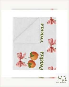 Personalized Peach Blanket Custom Name Baby Gift Nursery Decor Peaches Pattern Throw Blanket Soft...