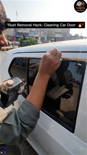 Rust Removal Hack: Clean Your Car Door with Just a Cloth! 🚗✨"#automobile #cleaning #shorts