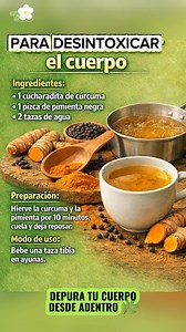 Para desintoxicar el cuerpo Ingredientes: 1 cucharadita de cúrcuma 1 pizca de pimienta negra 2 tazas de agua Preparación: Hierve la cúrcuma y la pimienta por 10 minutos, cuela y deja reposar. Modo de uso: Bebe una taza tibia en ayunas. #fblifestyle #remedioscaseros | El jardin de tus sueños