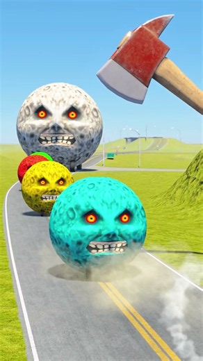 Big & Small Moon Cars & Digi Digi Car vs Giant Axe 😂 in the game BeamNG.drive