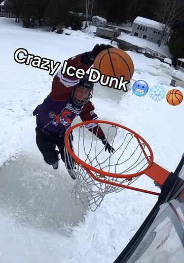 Impressive Ice Dunk on Skates: A Must-See Moment