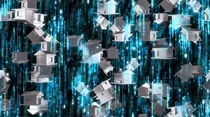 Property House Real Estate loop tile background swirling. This property themed 3d animation is loopable and tileable.