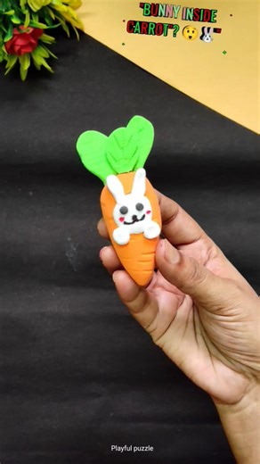 DIY Clay Carrot Bunny 🥕🐰 | Fun & Satisfying Kids Craft #shorts #cartoon #diy #kids #viral #clay #art
