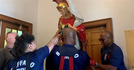 'It’s heartbreaking': St. Florian statue moved to Assumption Church after closure of All Saints Church