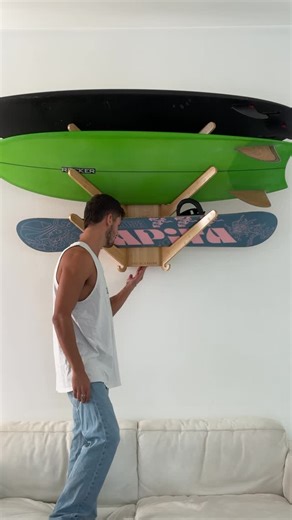 Living in Sunshine® on Instagram: "A surfboard wall rack designed to be a part of your home. The Sun Rack keeps your boards stored safely, organized, and on display, turning your surf gear into part of your interior. #surfboardrack #surfstorage #surfinterior #coastalliving #livinginsunshine"