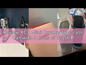Review XCX Mini Countertop Trash Can with 3 Rolls of Trash Bags, Waste Can with Press Type Lid, 1.5