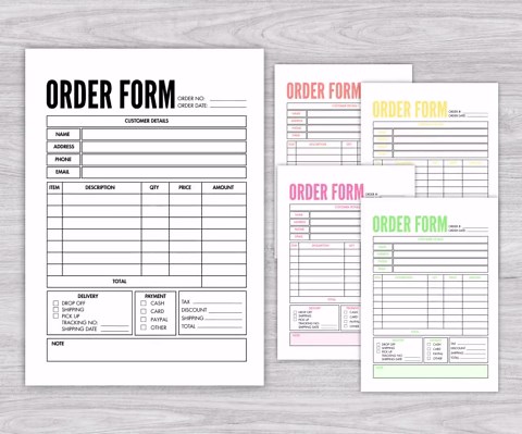 Order Form Printable, Small Business Order Sheet, Customer Order Tracker, Sales Order Form PDF A4 US Letter - Etsy