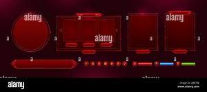 Game menu interface ui elements, buttons, progress bars, settings, login and password board. Gui user panel with sliders, keys, red glowing design with devil horns and hell fire flames Vector graphics Stock Vector Image & Art - Alamy