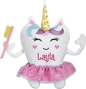 Let's Make Memories Personalized Tooth Fairy Pillow - Unicorn Design - Tooth Fairy Pillow - Customize with Any Name - 5" W x 6" H