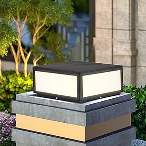 Pillar Lamp Post Light, Fence Deck Cap Light Lantern Column Lamp for Flat Surface Patio Garden Decoration with IP55 Waterproof E26 LED Bulb (Electric Powered)