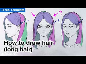 How to draw hair + Free template (long straight hair / no bang)